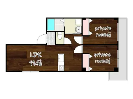 シャトールシアン(2LDK/4階)の間取り写真