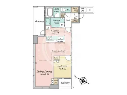 N4 タワー(1LDK/9階)の間取り写真
