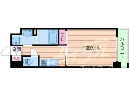 グランバース福島(1K/2階)の間取り写真