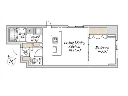 ラドゥセール浅草橋(1LDK/4階)の間取り写真