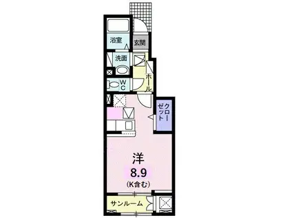 ルージュ・NII(ワンルーム/1階)の間取り写真