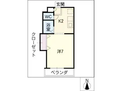 ア・ドリーム かしあげ(1K/2階)の間取り写真