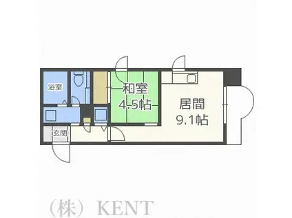山京ガーデンハイツ西15(1LDK/2階)の間取り写真