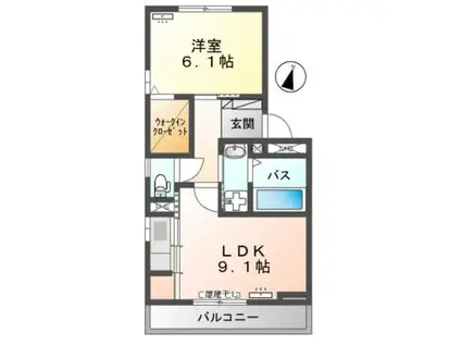 サウスコートS C・D D棟(1LDK/1階)の間取り写真