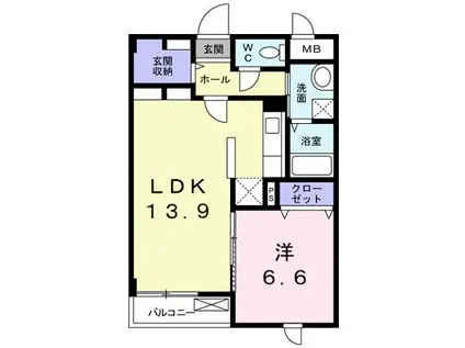 ラ フェリーチェ U21(1LDK/2階)の間取り写真