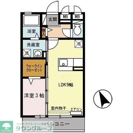 グランドゥール(1LDK/3階)の間取り写真