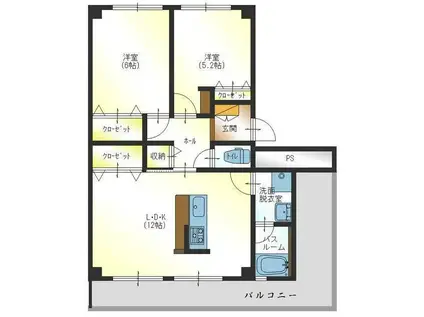 クサナギハイツ(2LDK/1階)の間取り写真