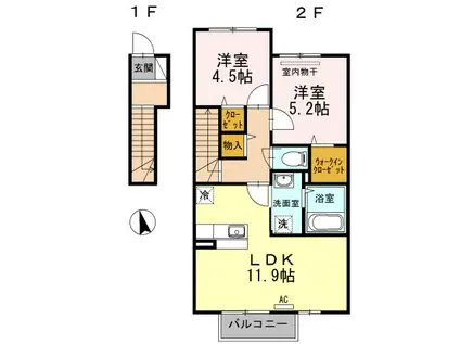 ARCHEK(2LDK/2階)の間取り写真