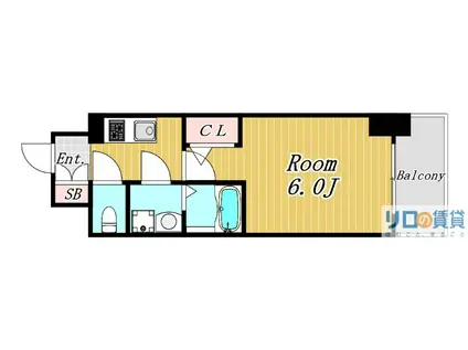 エスリード弁天町桜通レジデンス(1K/2階)の間取り写真