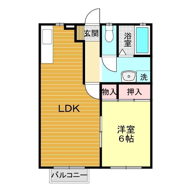 宝ヴィラ(1LDK/1階)の間取り写真