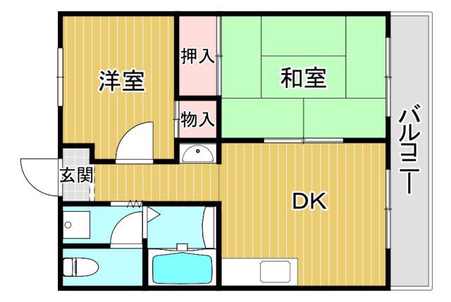 プランドール古市(2DK/2階)の間取り写真