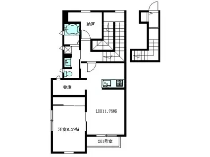 モンテオーロ鷺宮(1SLDK/2階)の間取り写真
