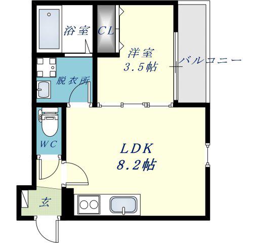 D PORTAカーサグランデ(1LDK/2階)の間取り写真