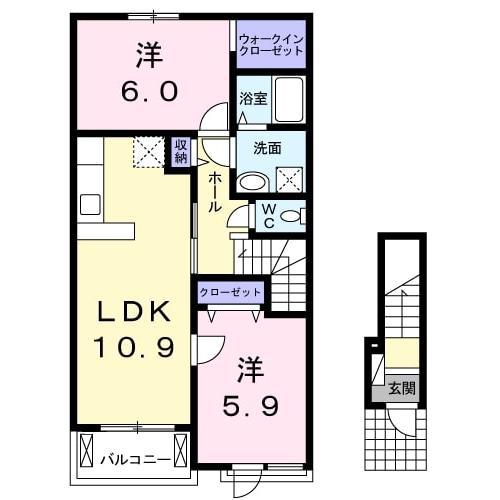 ニュープロムナード(2LDK/2階)の間取り写真
