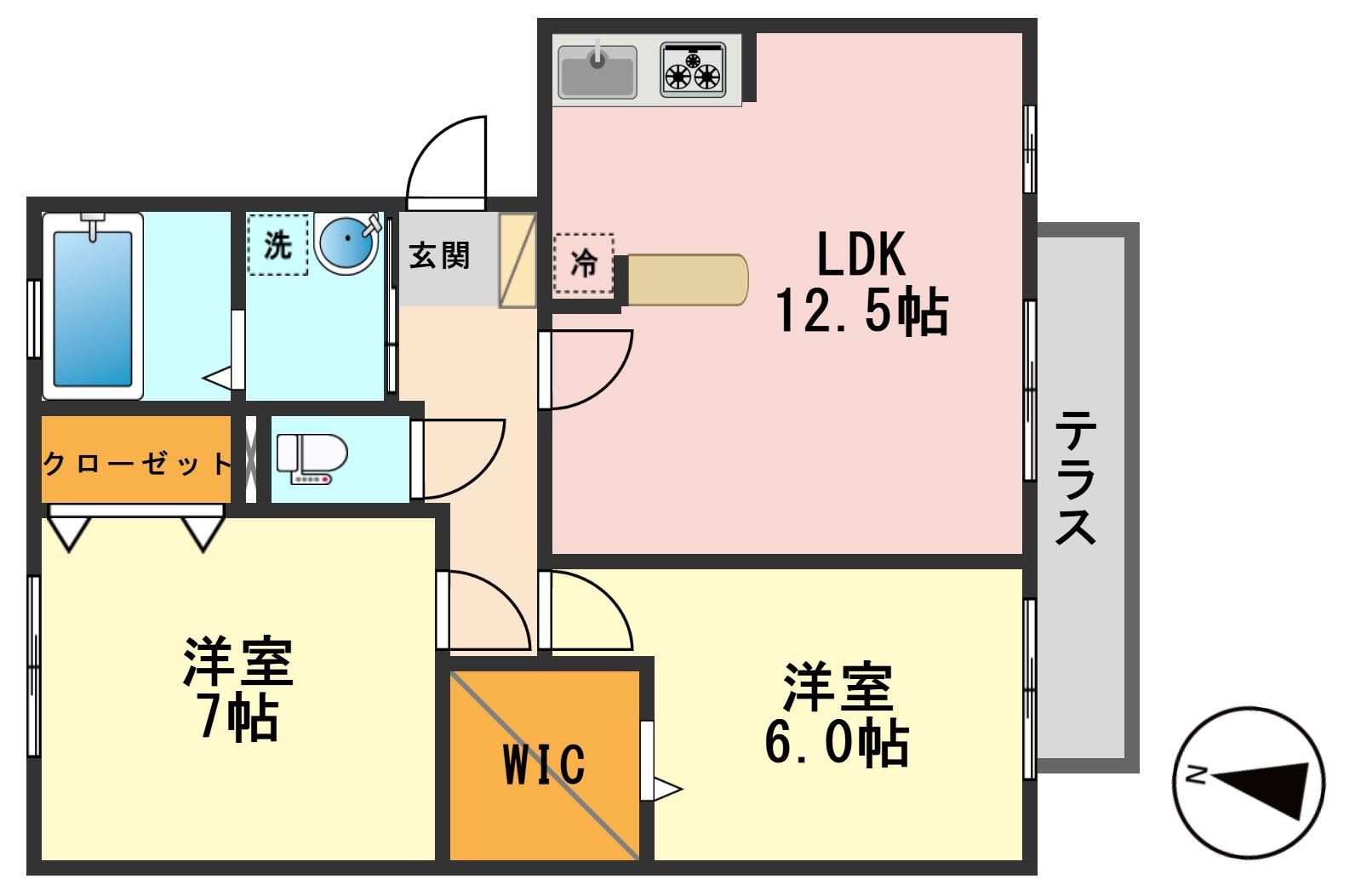MIO AIRILY(2LDK/1階)の間取り写真