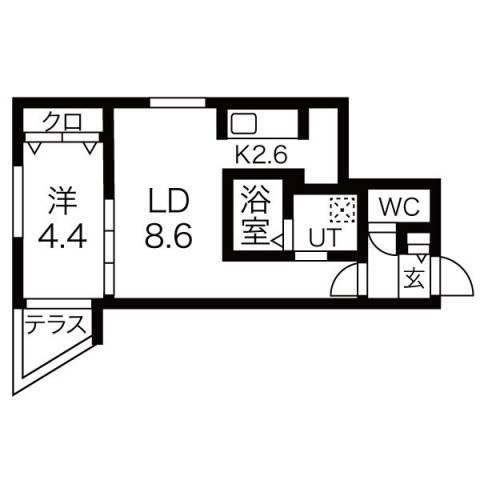 ブランシャールSAPPORO STATION ウエスト(1LDK/1階)の間取り写真