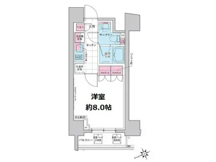 ステラメゾン三軒茶屋(1K/15階)の間取り写真