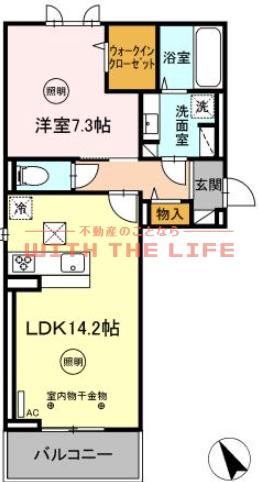 GRACE久留米(1LDK/1階)の間取り写真