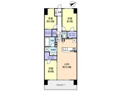 シティテラス八千代緑が丘ステーションコート(3LDK/8階)の間取り写真