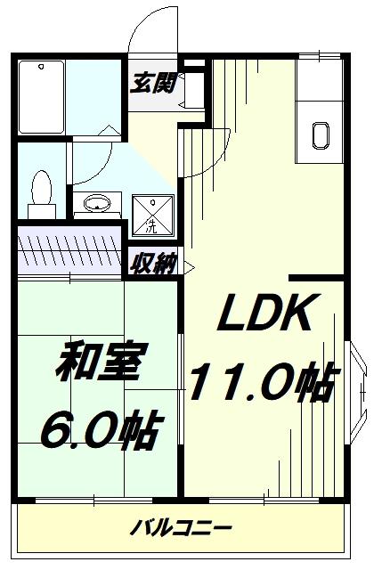 アーバンリゾート2号館(1LDK/1階)の間取り写真