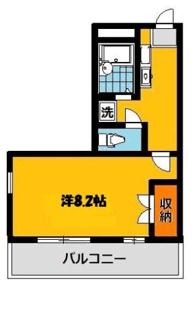 東武宇都宮線 南宇都宮駅 徒歩9分 3階建 築30年(1K/3階)の間取り写真