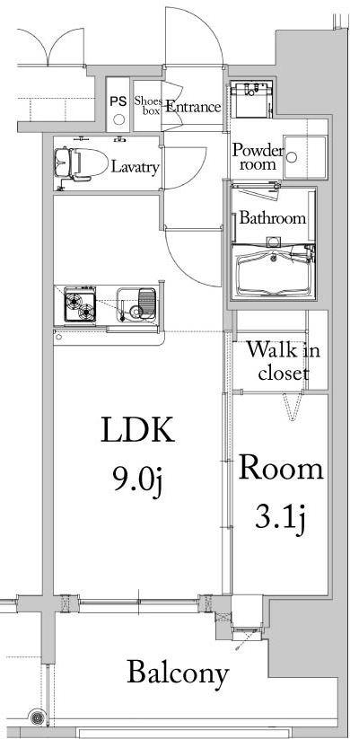 エンクレスト薬院大通(1LDK/15階)の間取り写真