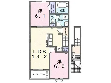 モデルノIV(2LDK/2階)の間取り写真