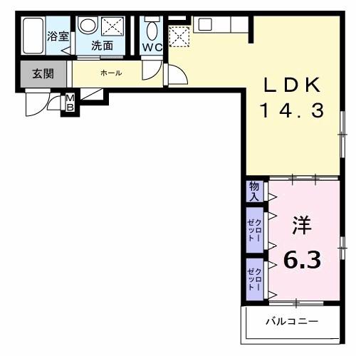 プレミアスペース2(1LDK/3階)の間取り写真