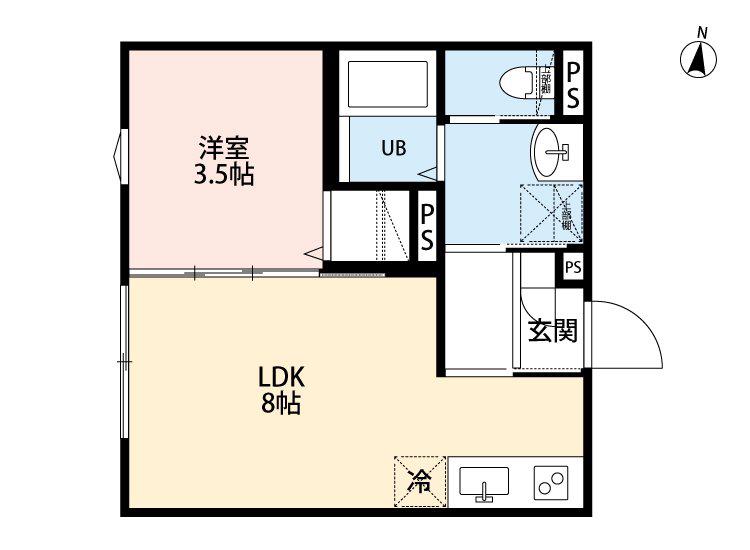 ROBOT HOME ときわ台(1LDK/1階)の間取り写真