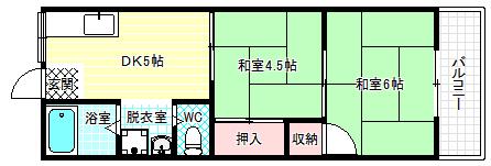 上ノ太子ハイツ(2DK/2階)の間取り写真