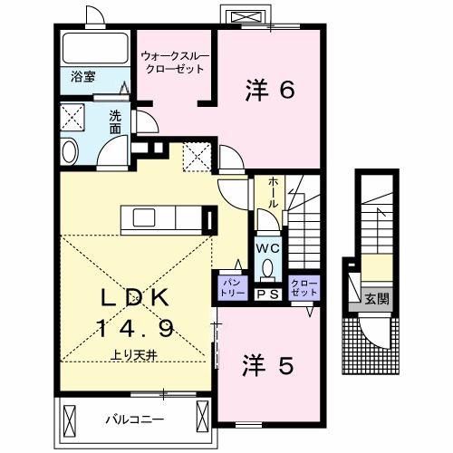サニー中町(2LDK/2階)の間取り写真