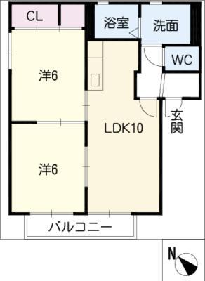 ラベンダ-虹 A棟(2LDK/1階)の間取り写真