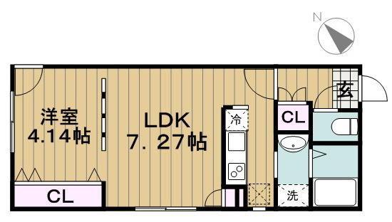 ポラスト洗足(1DK/1階)の間取り写真