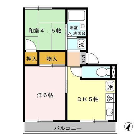 メゾンベルジュール(2DK/2階)の間取り写真