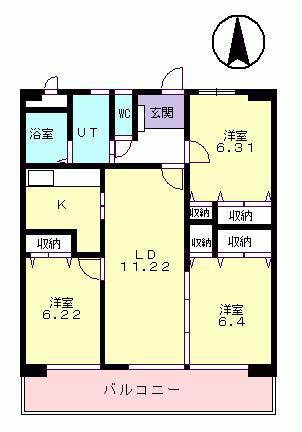 アマデトワール(3LDK/3階)の間取り写真