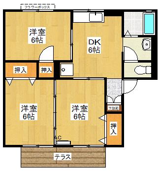 フラワーパークI(3DK/1階)の間取り写真