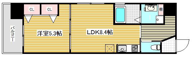 プリオーレ三宮(1LDK/5階)の間取り写真