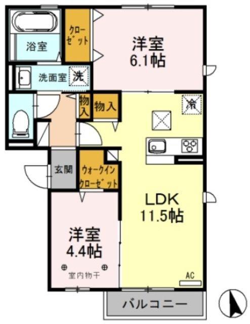 パークハイム(2LDK/2階)の間取り写真