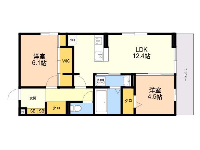 ブラン新宮中央(2LDK/2階)の間取り写真