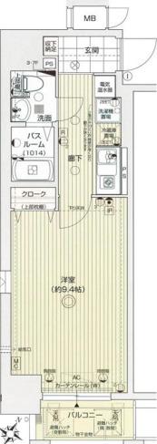 ダイドーメゾン神戸元町(1K/4階)の間取り写真
