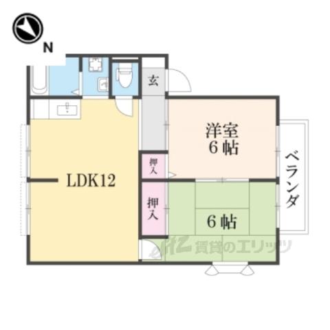 ハイツグリーンキャッスル A棟(2LDK/1階)の間取り写真