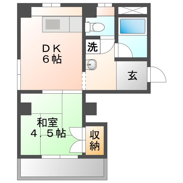 波田マンション(1DK/5階)の間取り写真