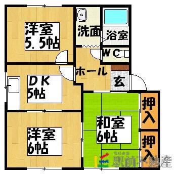 ウィズN C棟(3DK/1階)の間取り写真