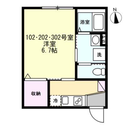 ベイルーム相模原ファイン(1K/2階)の間取り写真