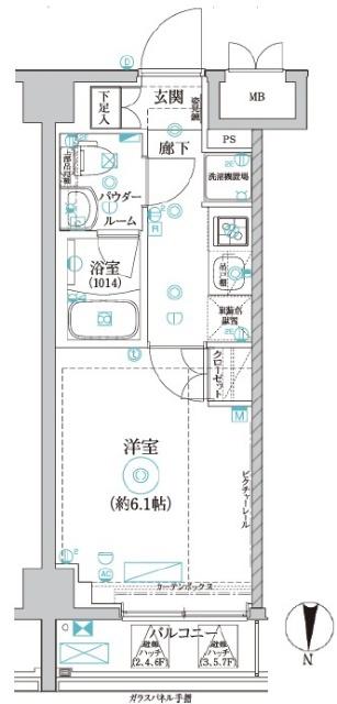 CION YOKOHAMA YAMATE(1K/6階)の間取り写真