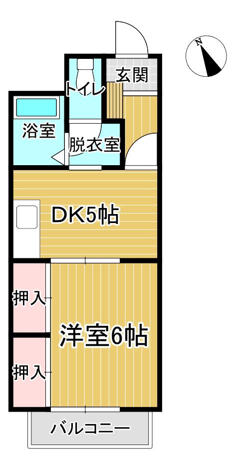 アポックサンガーデン(1DK/2階)の間取り写真