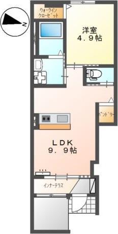 パンデュール・エム II(1LDK/1階)の間取り写真