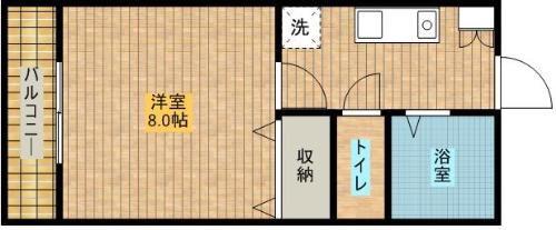 ウィズステージさくら(1K/1階)の間取り写真