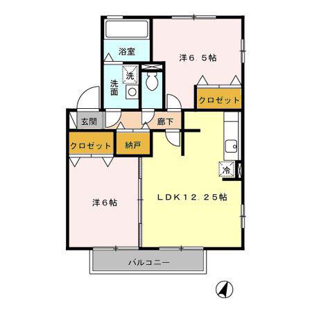 レジデンス黒沢台 C(2LDK/2階)の間取り写真