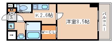 エムズパラッツォHAT神戸(1K/2階)の間取り写真